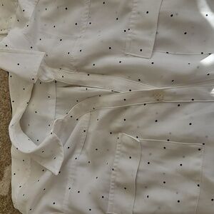 Long sleeve Sheer button down polka dot blouse